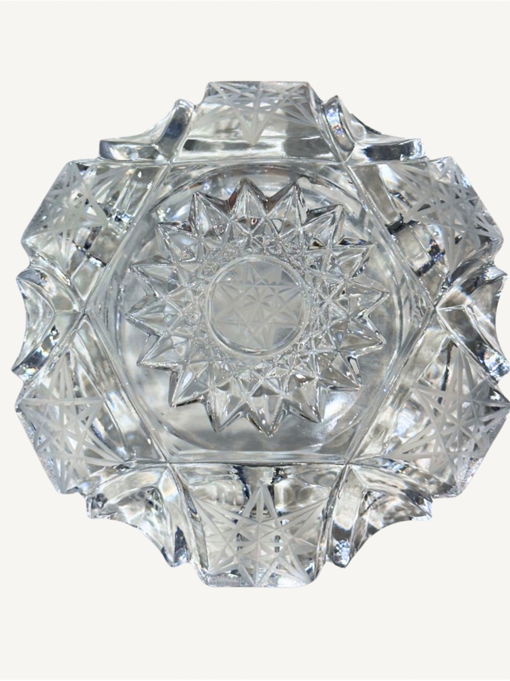 American Brilliant Glass Hobstar Sunburst 6.5” Ashtray Catchall Dish - Picture 5 of 5